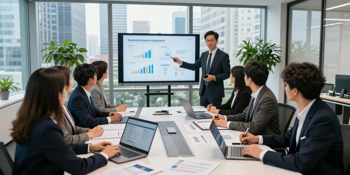 Team discussing link slot investment strategies in modern conference room